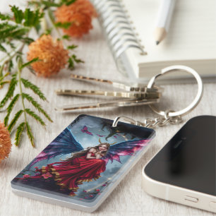 Dark Fantasy Fairy Queen with Butterfly Wings Key Ring