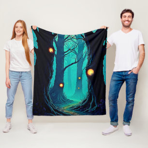 Dark Fantasy Forest Mystery Fleece Blanket