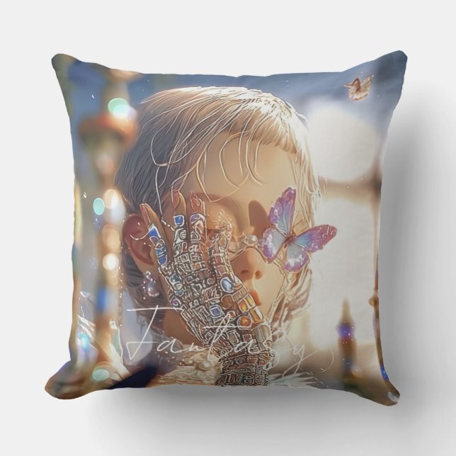 Dark Fantasy Girl -  Downtown Aesthetic Cushion (Front)