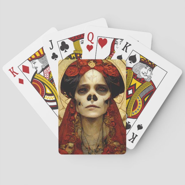 Dark Fantasy Gothic Skull Woman 3 Playing Cards (Back)