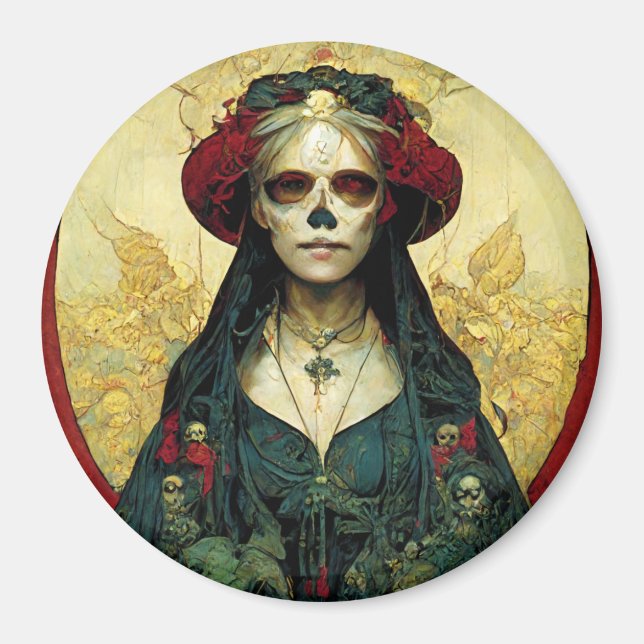 Dark Fantasy Gothic Skull Woman Magnet (Front)