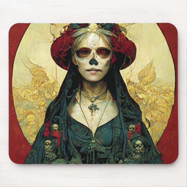 Dark Fantasy Gothic Skull Woman Mouse Pad (Front)