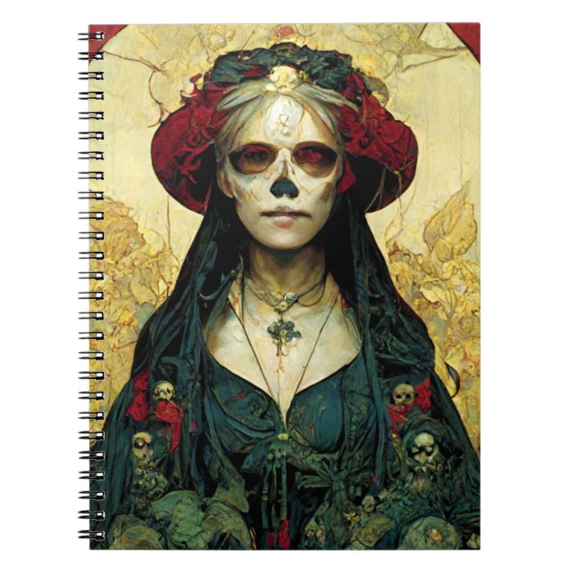 Dark Fantasy Gothic Skull Woman Notebook (Front)