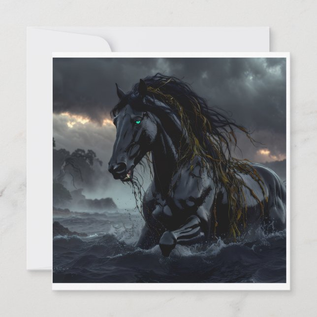 Dark Fantasy Horse Sticker – Storm Stallion Gothic Invitation (Front)
