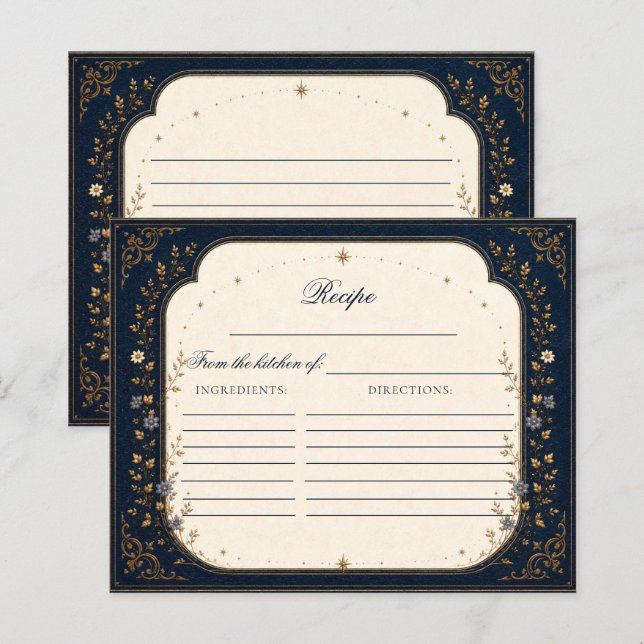 Dark Fantasy New Chapter Bridal Shower Recipe card (Front/Back)