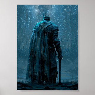 Dark Fantasy Red Cloak Knight Poster 