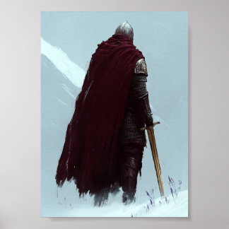 Dark Fantasy Red Cloak Knight Poster 