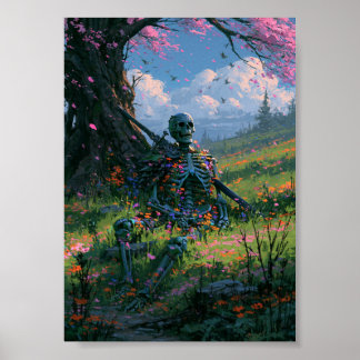 Dark Fantasy Resting Skeleton Poster 