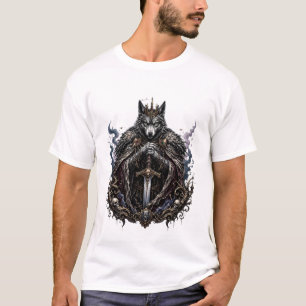 Dark Fantasy Wolf King Gothic Graphic T-Shirt