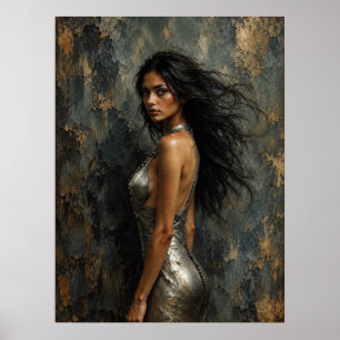 Dark Fantasy Woman – Modern Oil Painting Portrait Poster