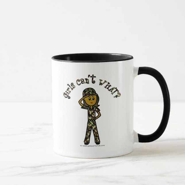 Dark Female Army Girl Mug (Right)