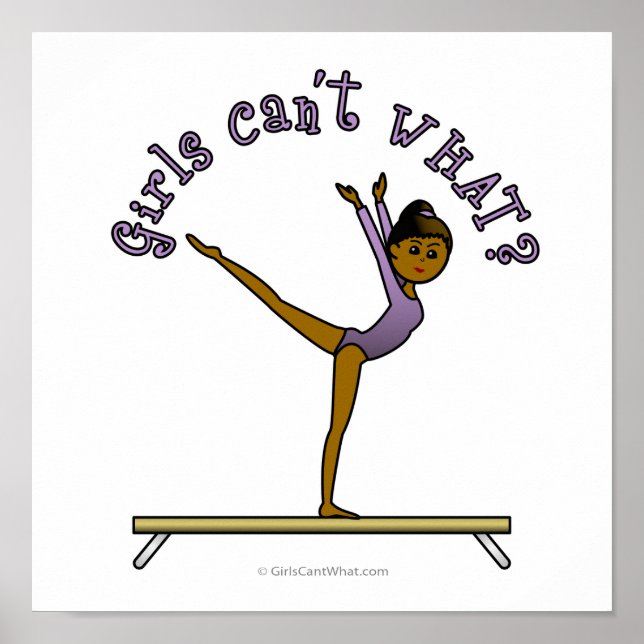 Dark Female Gymnast on Balance Beam Poster (Front)