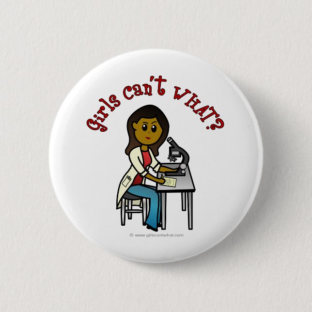 Dark Female Scientist 6 Cm Round Badge (Front)