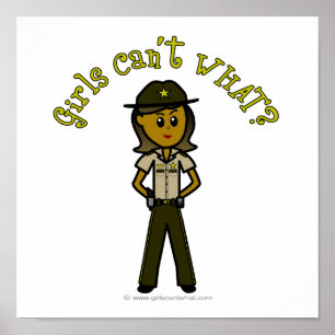 Dark Female Sheriff in Brown Uniform Poster