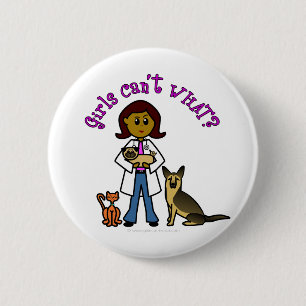 Dark Female Veterinarian 6 Cm Round Badge