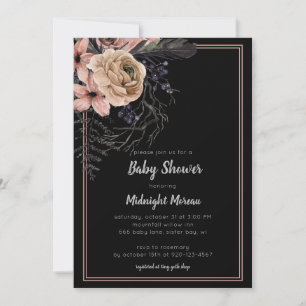 Dark Floral Baby Shower Invitation