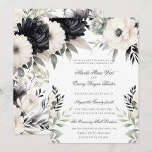 Dark Floral Black Cream Boho Wedding