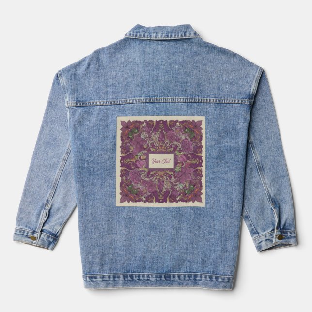 Dark Floral Boho Custom Denim Jacket (Back)