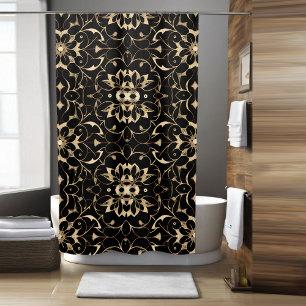 Dark Floral Boho Shower Curtain Style 2