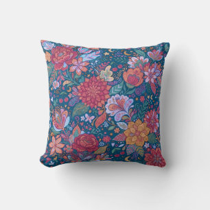 Dark Floral Botanical Pattern with Vintage Moody G Cushion