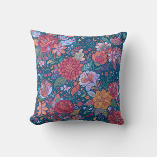 Dark Floral Botanical Pattern with Vintage Moody G Cushion