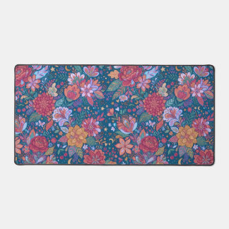 Dark Floral Botanical Pattern with Vintage Moody G Desk Mat