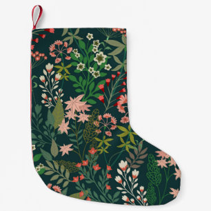 Dark Floral Botanical Seamless Pattern Small Christmas Stocking