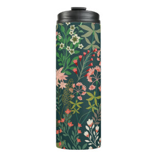Dark Floral Botanical Seamless Pattern Thermal Tumbler