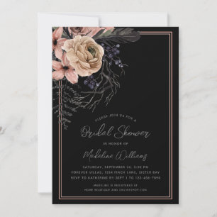 Dark Floral Bridal Shower Invitation