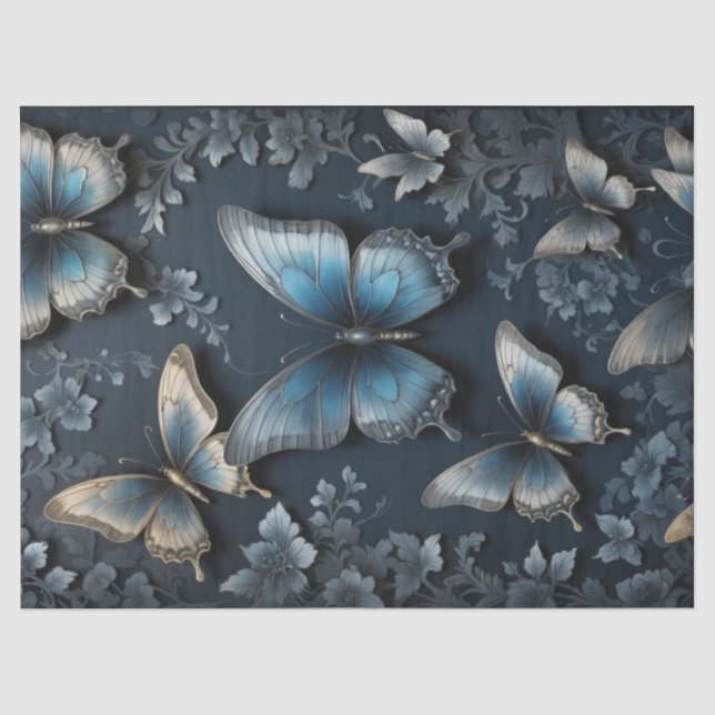 Dark Floral Butterfly Tissue Paper (Front)