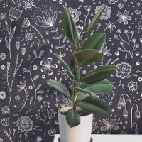 Dark Floral Chalkboard Grey Botanical