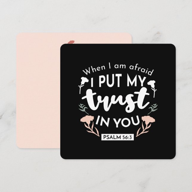 Dark Floral Christian Art - Psalm 56:3  Holiday Card (Front/Back)