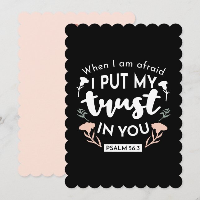 Dark Floral Christian Art - Psalm 56:3  Holiday Card (Front/Back)