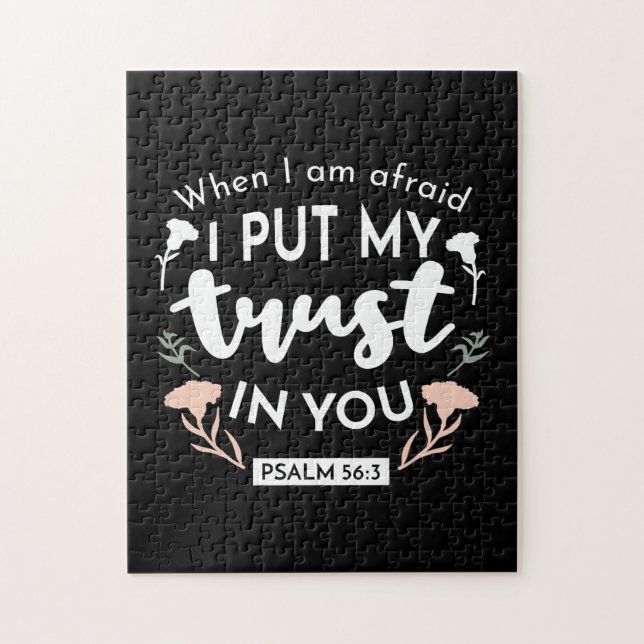 Dark Floral Christian Art - Psalm 56:3  Jigsaw Puzzle (Vertical)