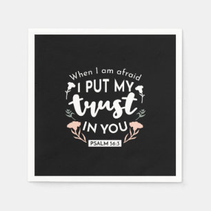 Dark Floral Christian Art - Psalm 56:3 Napkin