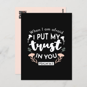 Dark Floral Christian Art - Psalm 56:3  Postcard