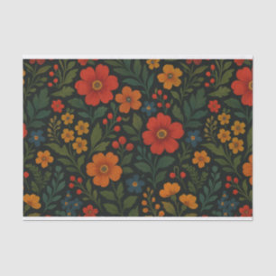 Dark Floral Cottagecore Whimsical Watercolor Tissue Paper
