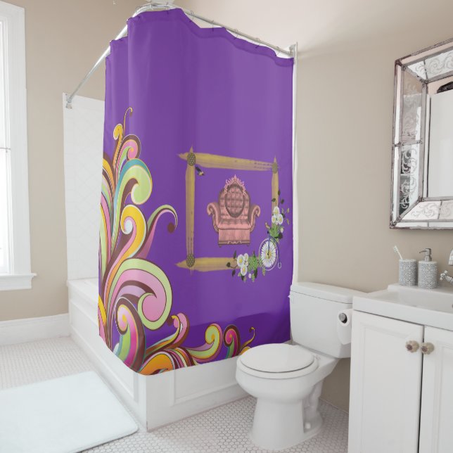 dark floral couch showercurtain purple shower curtain (In Situ)