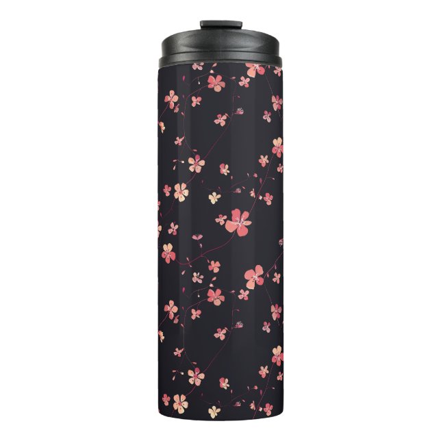 Dark Floral Dream Pattern Thermal Tumbler (Front)