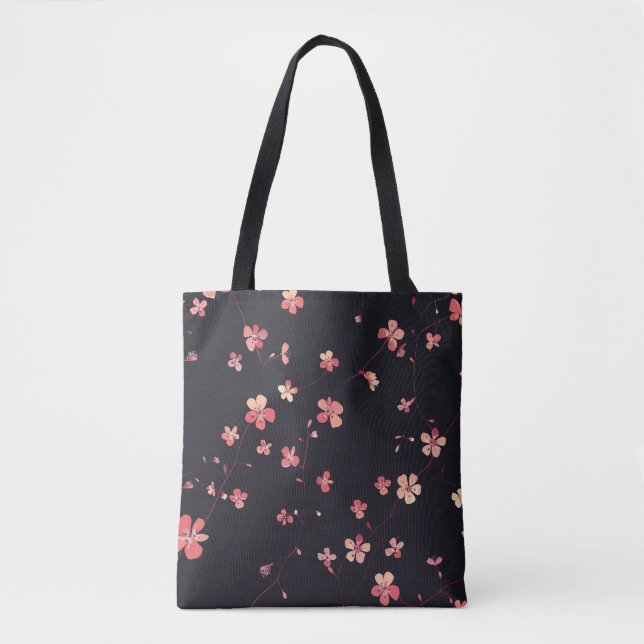 Dark Floral Dream Pattern Tote Bag (Front)