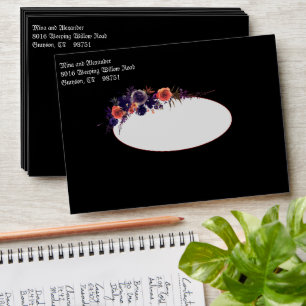 Dark Floral Goth Fall Wedding Envelope
