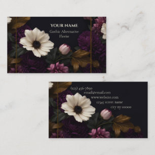 Dark Floral Gothic Alternative Florist Business Card