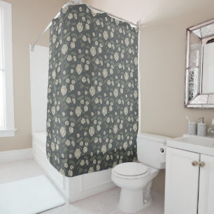 Dark Floral Hydrangea Elegant Botanical Shower Curtain
