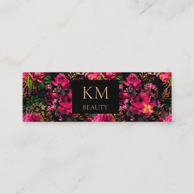 Dark Floral Mobile Beauty  Mini Business Card (Front)