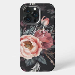 Dark Floral Monogram iPhone 13 Pro Case