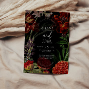 Dark Floral Moody Wedding  Invitation