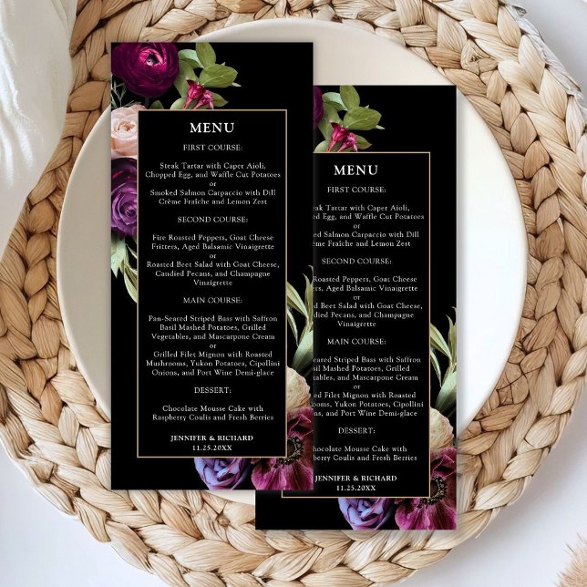 Dark Floral Moody Wedding Menu (Creator Uploaded)