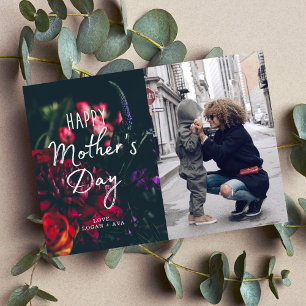 Dark Floral Mother's Day Photo Card