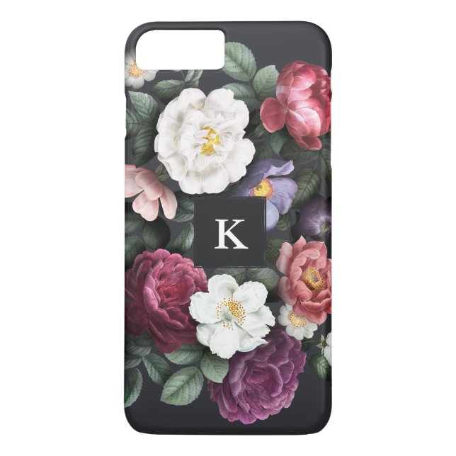 Dark Floral on Black | Monogram Case-Mate iPhone Case (Back)