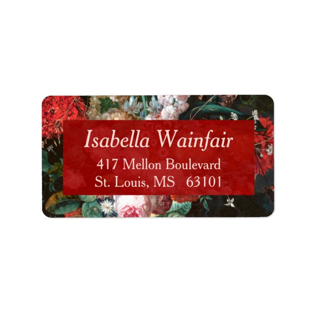 Dark Floral Painting with Roses Return Address Label (Front)